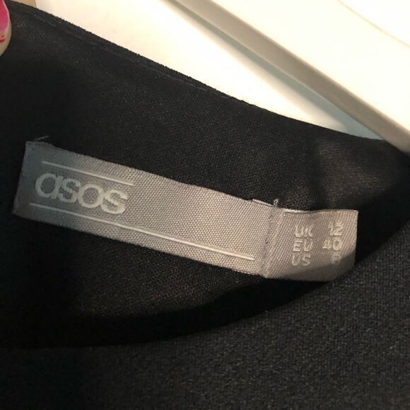 NEW ASOS Dress Cutout Short Sleeves Crewneck Midi Black Size 8 work care… - Picture 2 of 5